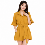 Short-Sleeve Belted Shirt Bath robe - 2119