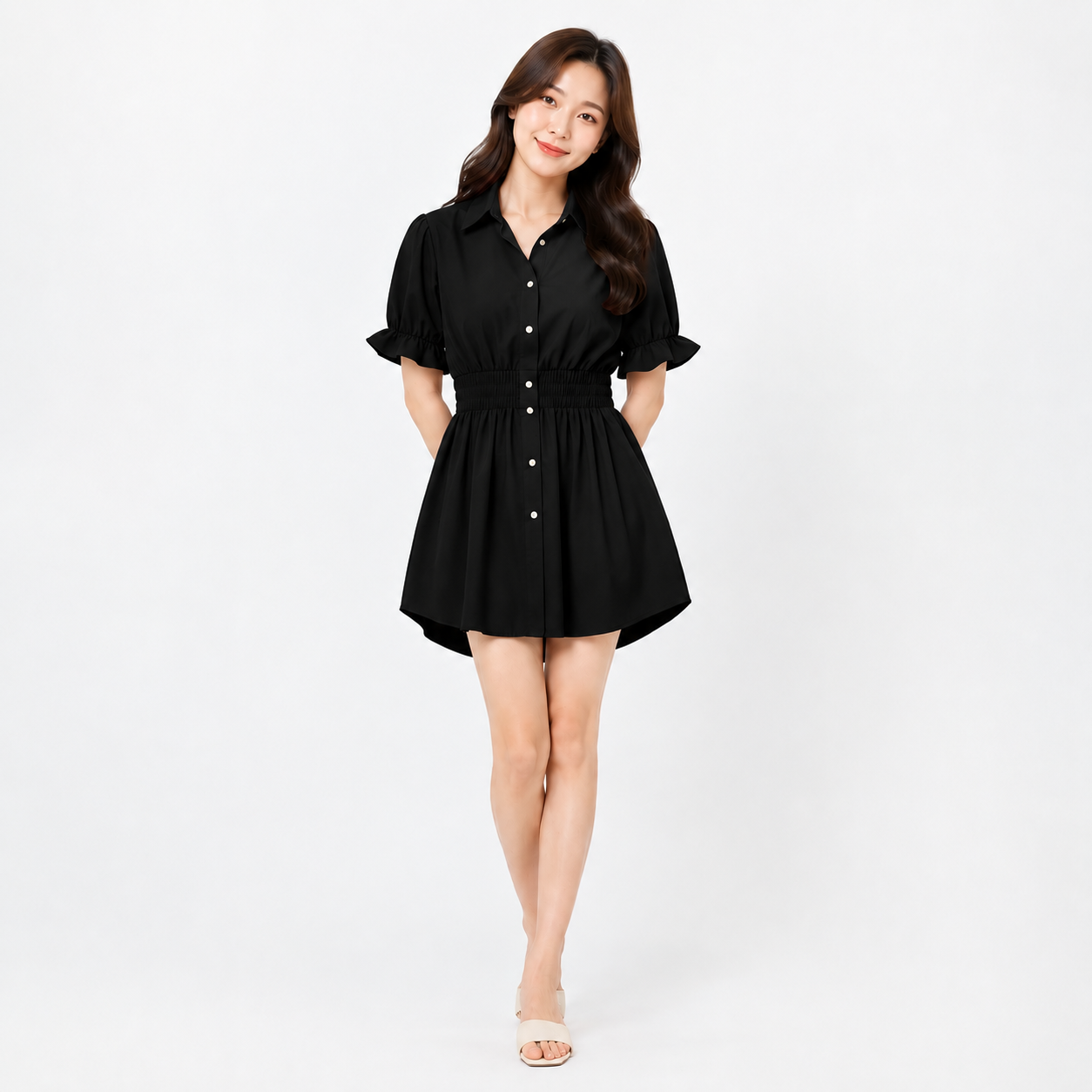 Liangdaodi women's short-sleeve button-down Bath robe - 2165