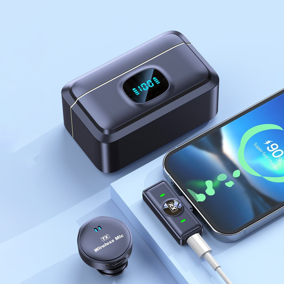 Dual Wireless 2.4G Microphone System with Charging Case