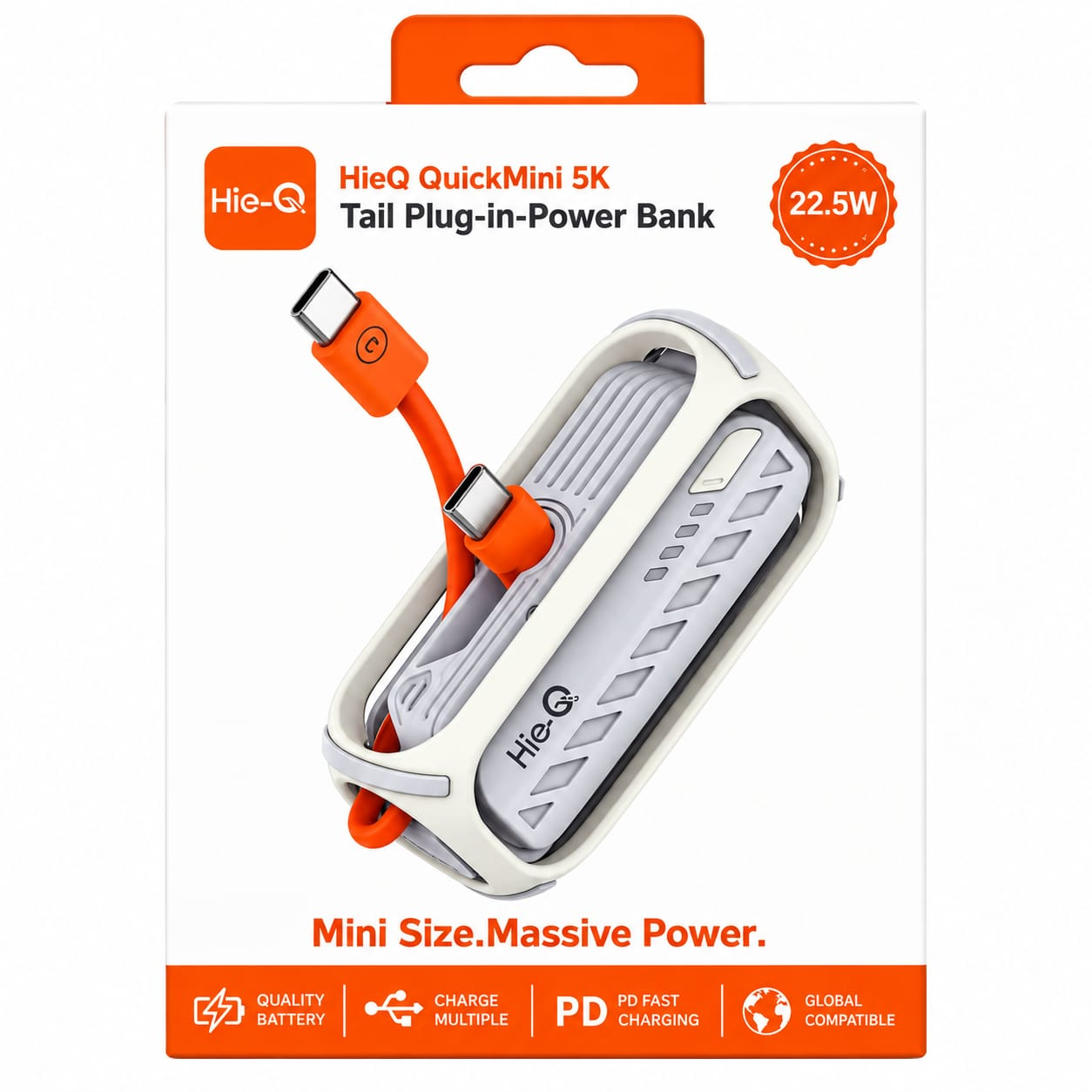 HieQ Tail Plug-in-Power Bank - HieQ QuickMini 5K