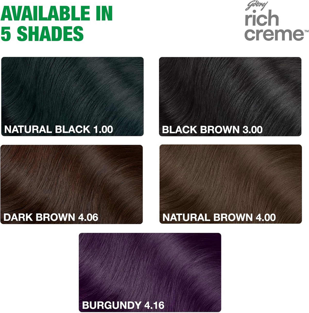 Godrej Rich Creme Hair Color Natural Black 1.00 - 20g + 20ml