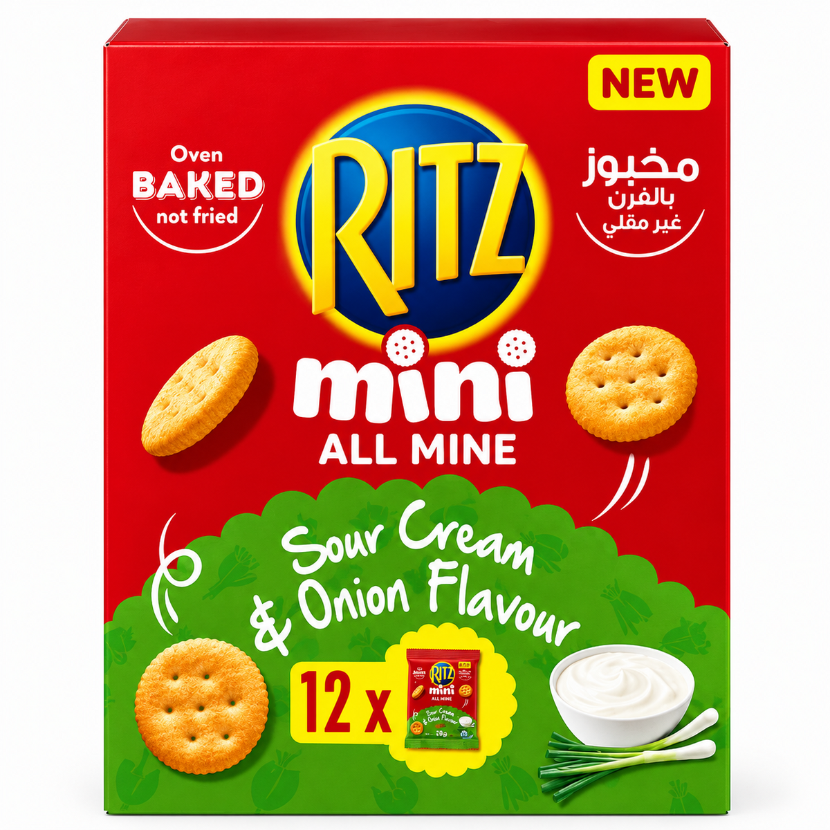 Ritz Mini Sour Cream & Onion Flavour Baked Biscuits - 12 x 25g