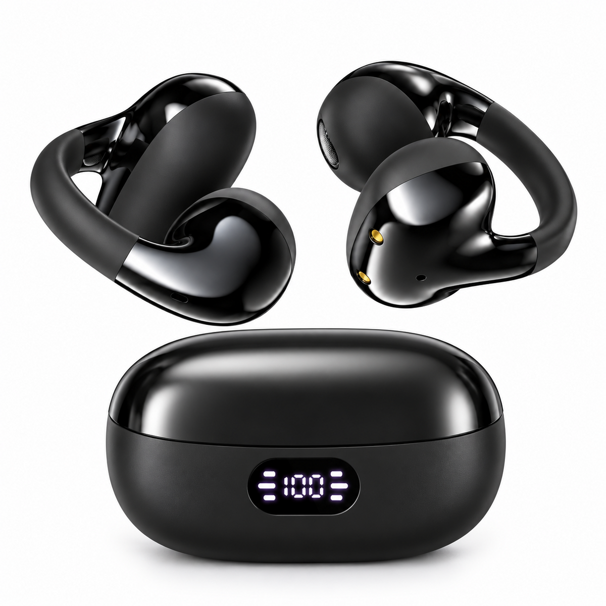 Clip On Wireless Open Ear Earbuds with Digital Display - YXG40