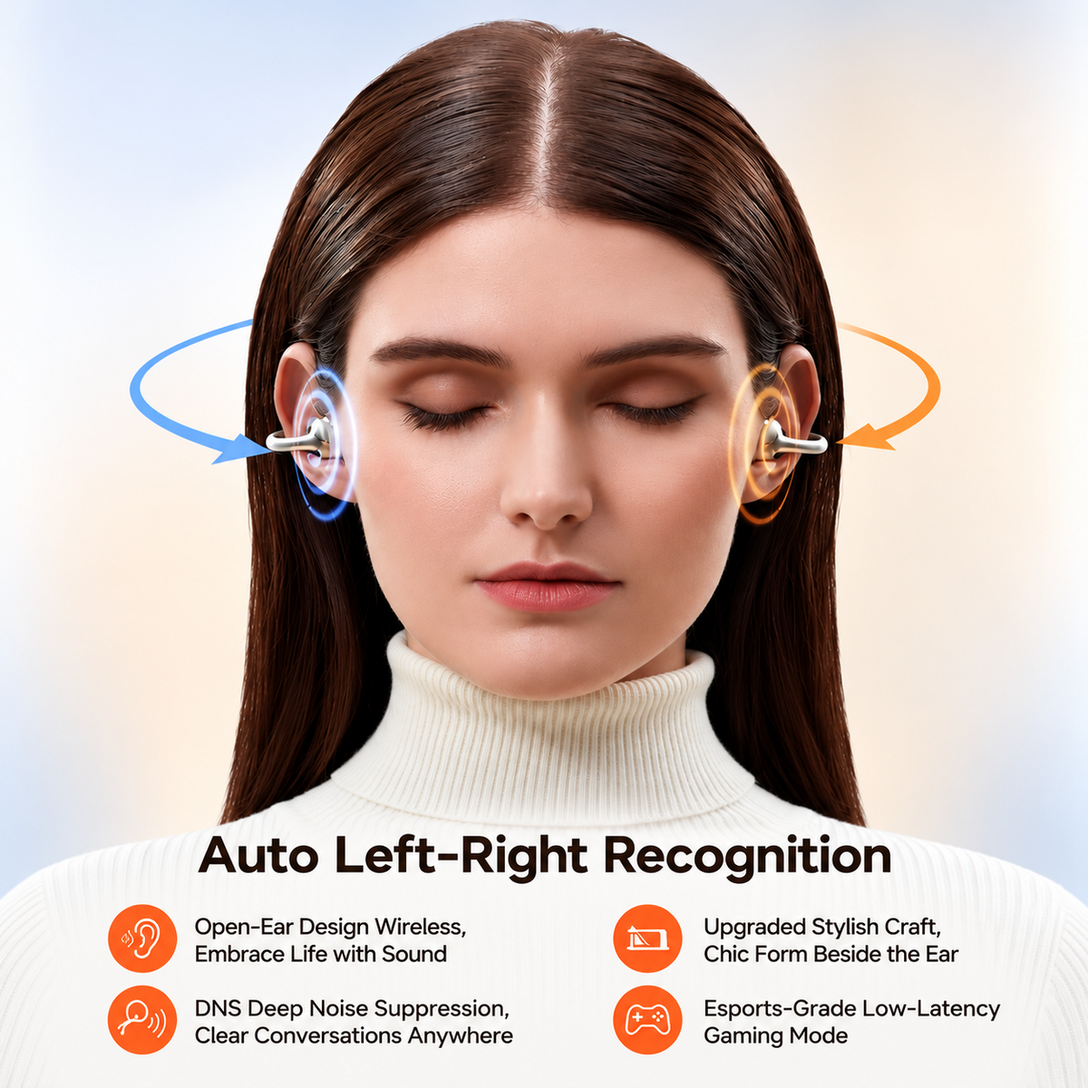 Clip On Wireless Open Ear Earbuds with Digital Display - YXG40