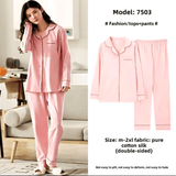 Women's Soft Cotton Long Sleeve Pajamas Set - 7503