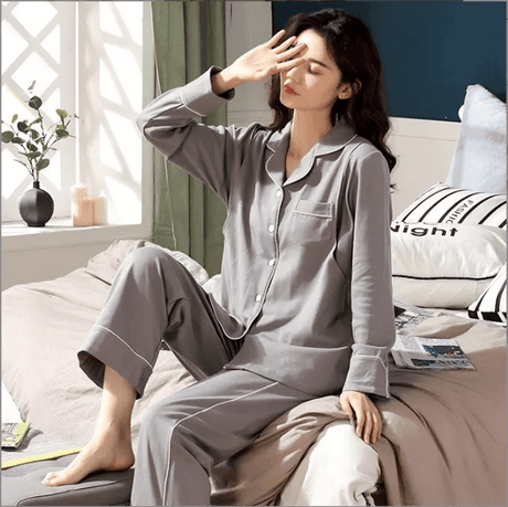 Women's Soft Cotton Long Sleeve Pajamas Set - 7503