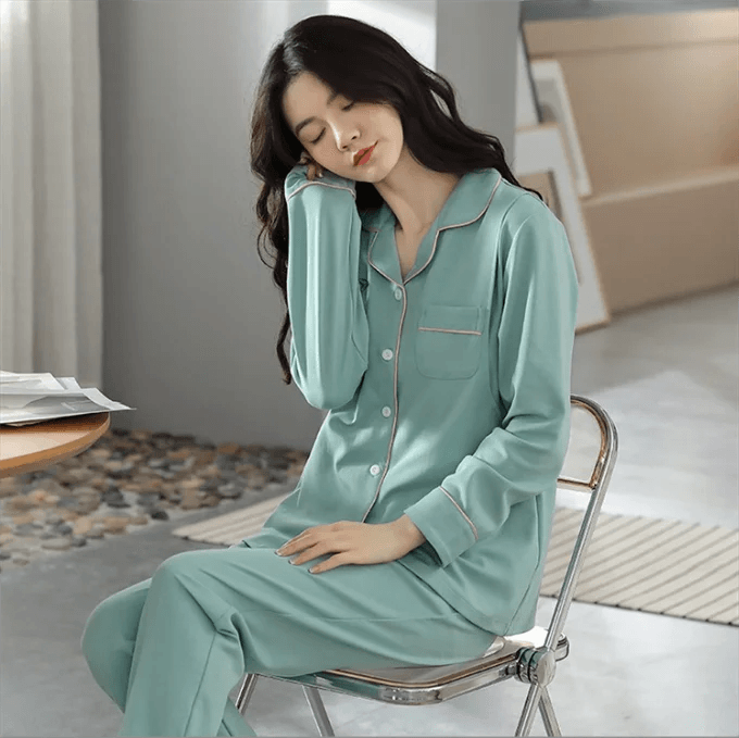 Women's Soft Cotton Long Sleeve Pajamas Set - 7503