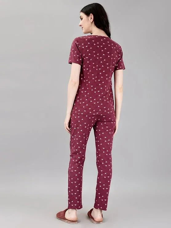 Women's Korean Fashion Night Suit Set - 6563