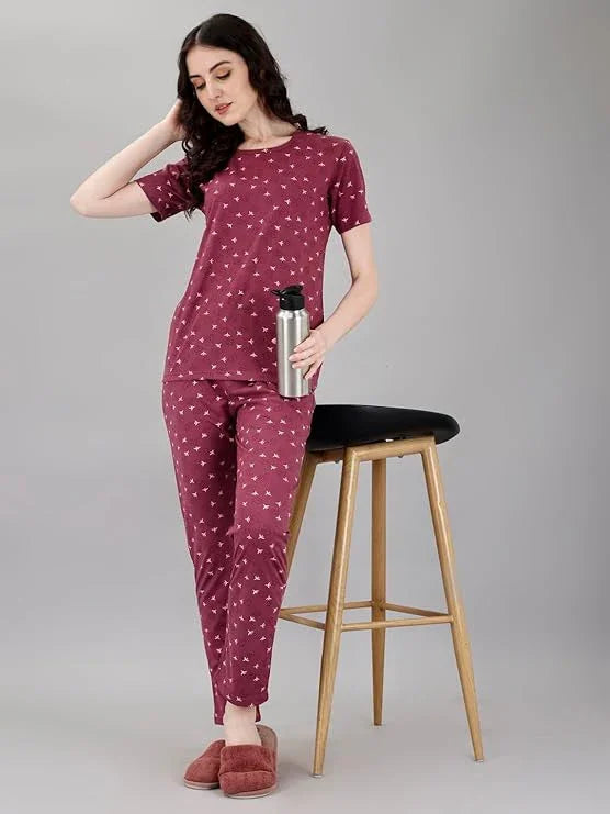 Women's Korean Fashion Night Suit Set - 6563