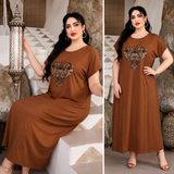 Elegant Embroidered Plus Size Maxi Dress - 6822#