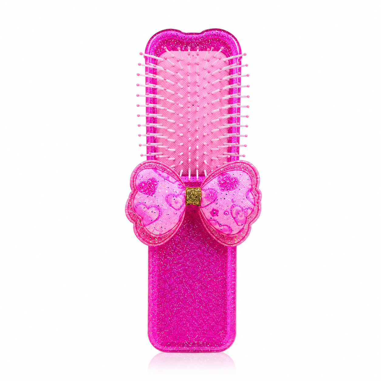 Pink Glitter Detangling Bow Hair Brush - S-050