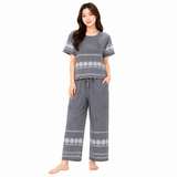 women's printed cotton/rayon lounge co-ord set - T-0615