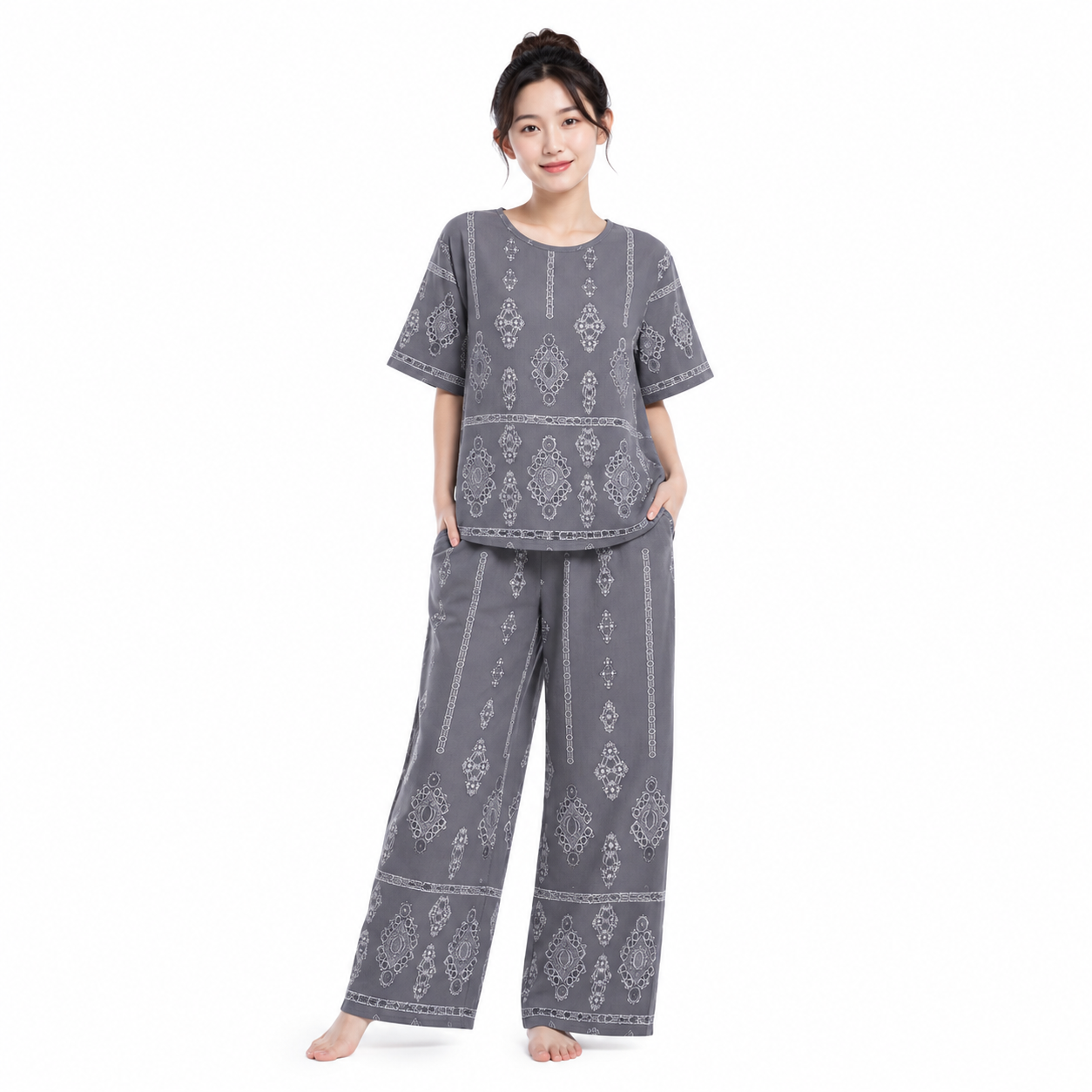 Women's Soft Cotton Printed Top & Palazzo Set –  T-0621