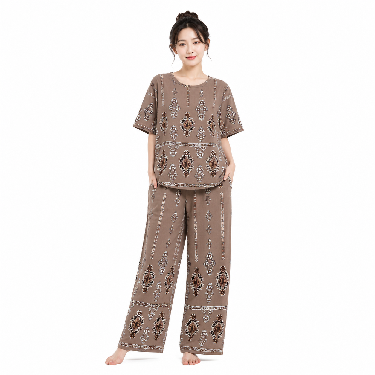Women's Soft Cotton Printed Top & Palazzo Set –  T-0621