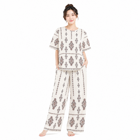 Women's Soft Cotton Printed Top & Palazzo Set –  T-0621