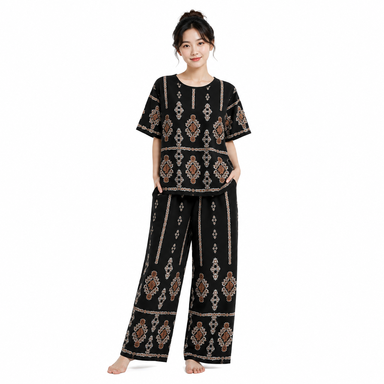 Women's Soft Cotton Printed Top & Palazzo Set –  T-0621
