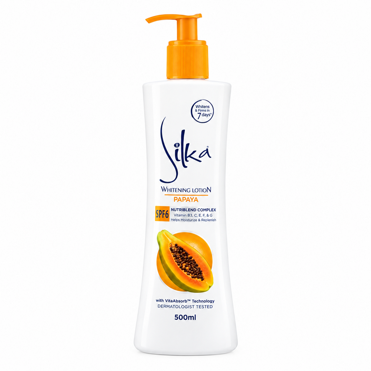 لوشن سيلكا لتبييض البشرة بالبابايا بعامل حماية من الشمس SPF6، 500 مل