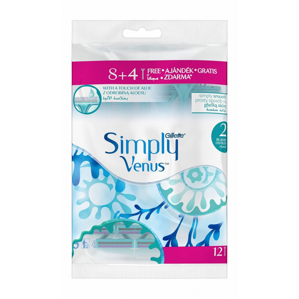 Gillette Simply Venus Women's Disposable Razors - 12Pcs