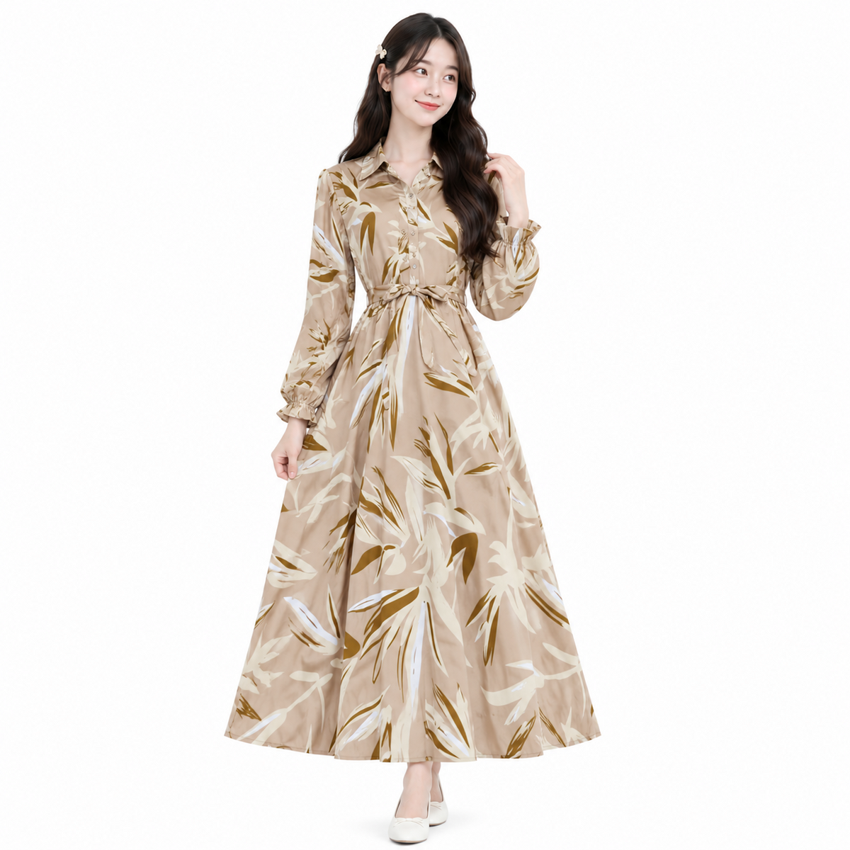 Mierdan Womens Casual Puffy Long Sleeve Dress - 6561