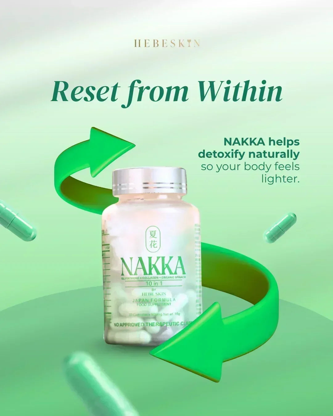 Hebeskin Nakka 10 in 1 Glutathione - 30s (Japan Formula)
