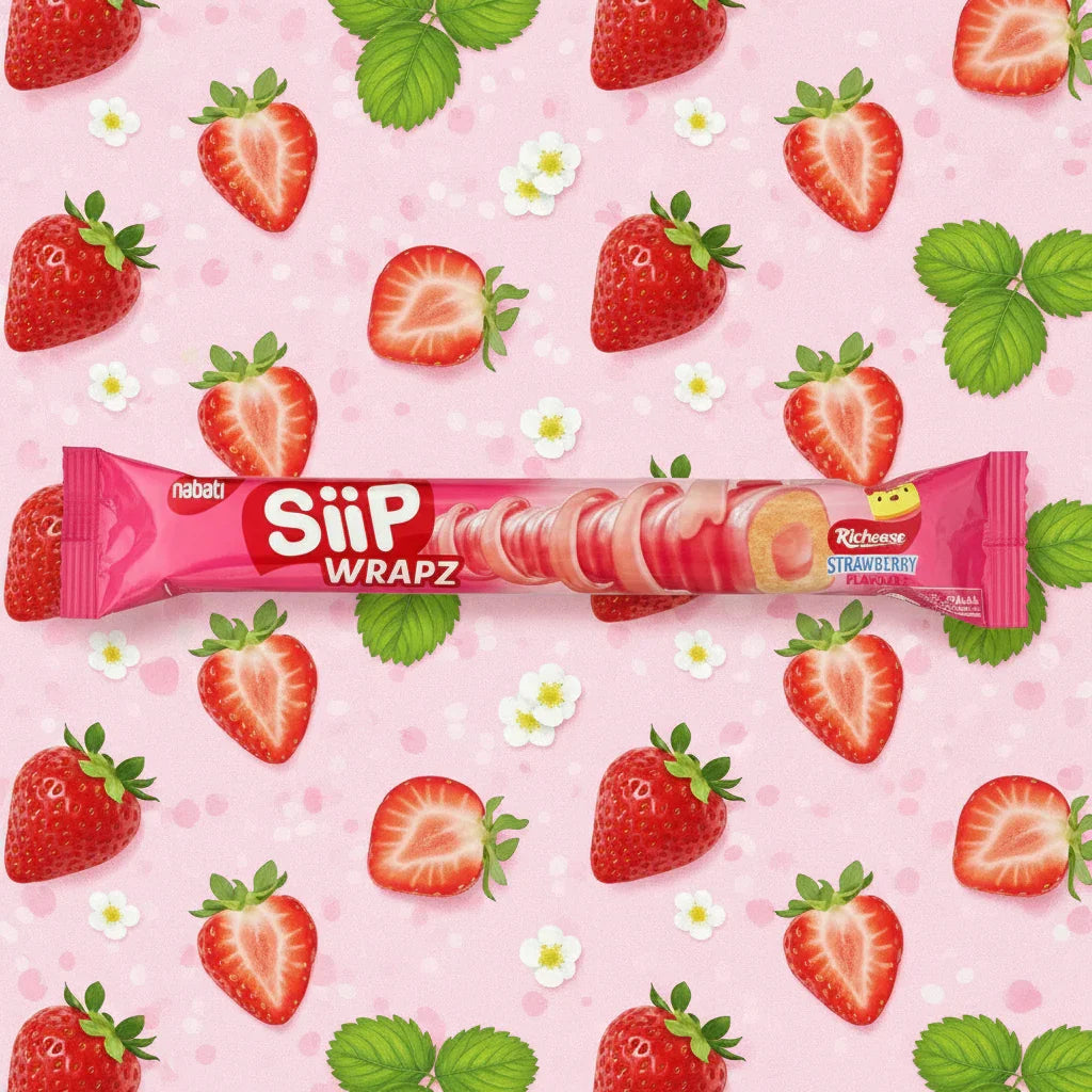 Nabati Siip Wrapz Richeese Strawberry Flavour - 14.5g