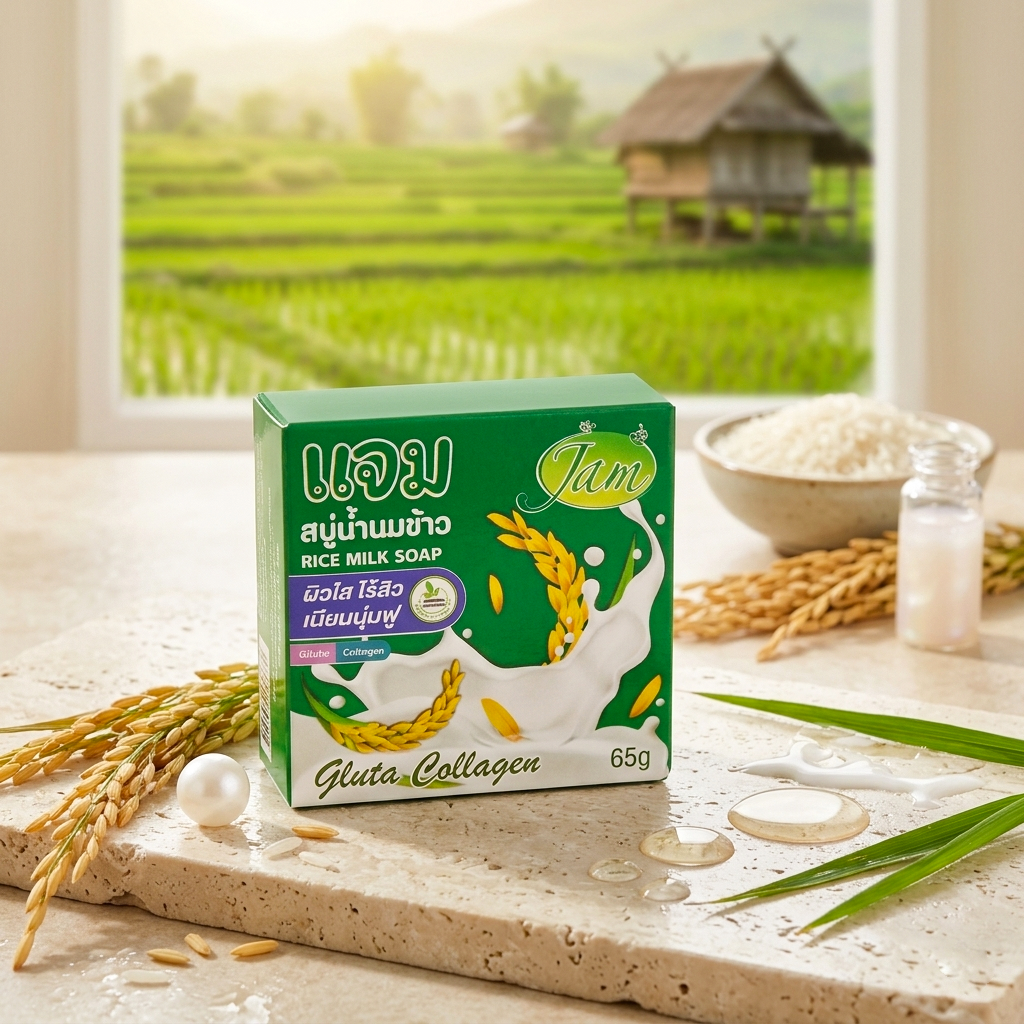 Jam Gluta Collagen Rice Milk Soap Thailand - 65g