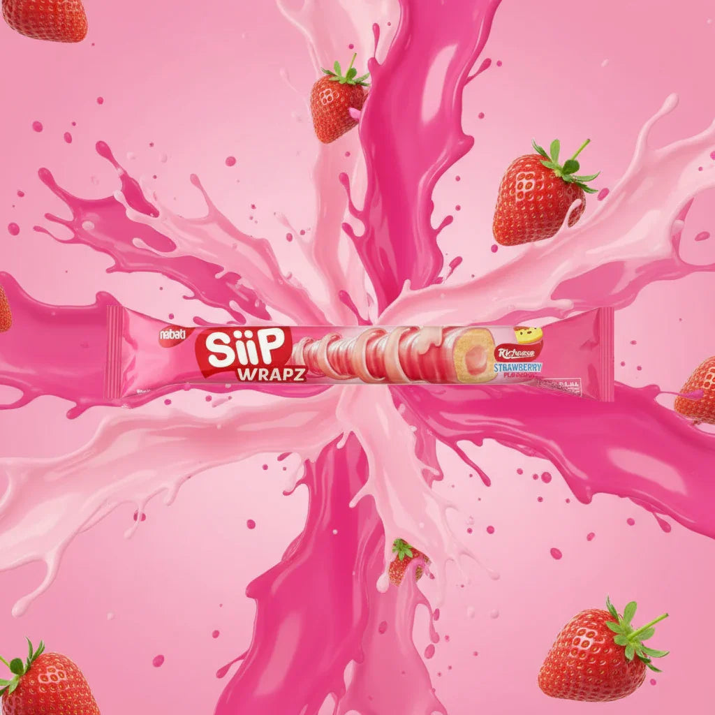 Nabati Siip Wrapz Richeese Strawberry Flavour - 14.5g