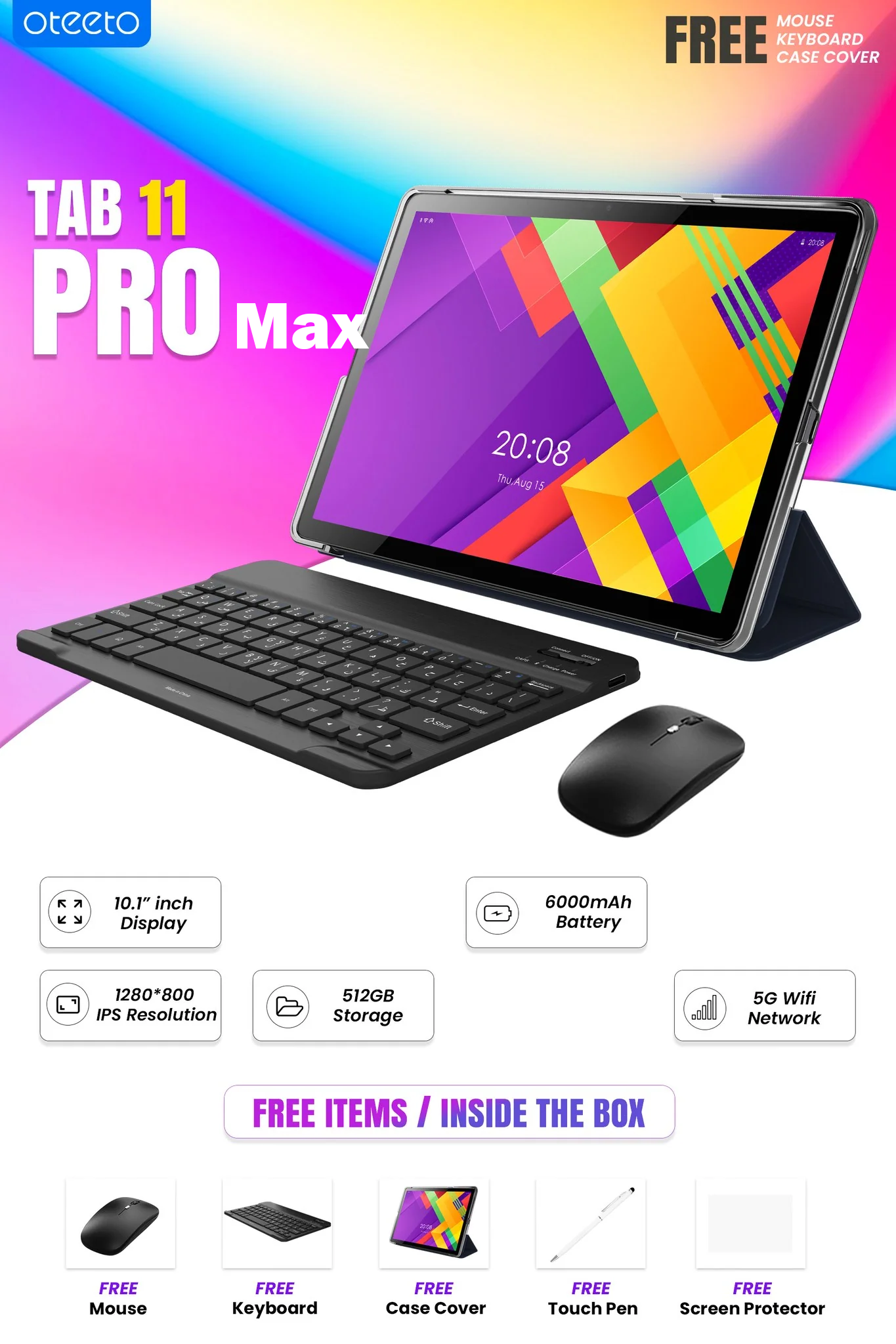 Oteeto Tab 11 Pro Max 12GB Ram + 512GB Rom With 5G