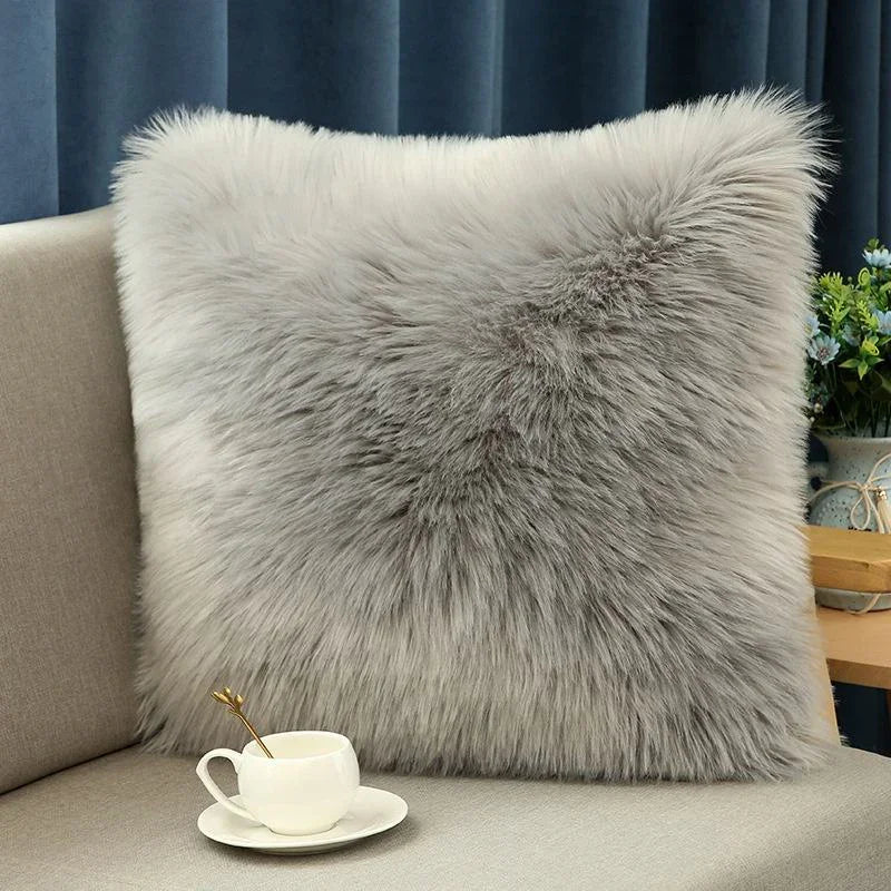 Solid Soft Plush Square Fuzzy Cushion K-66