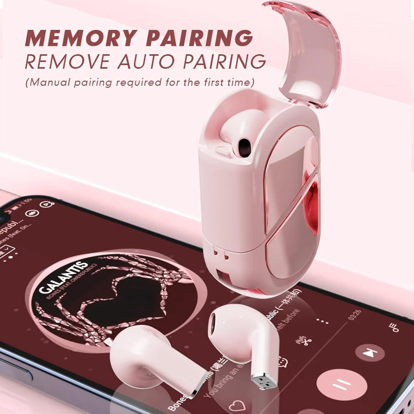 Love Heart Design Wireless Earbuds - 01