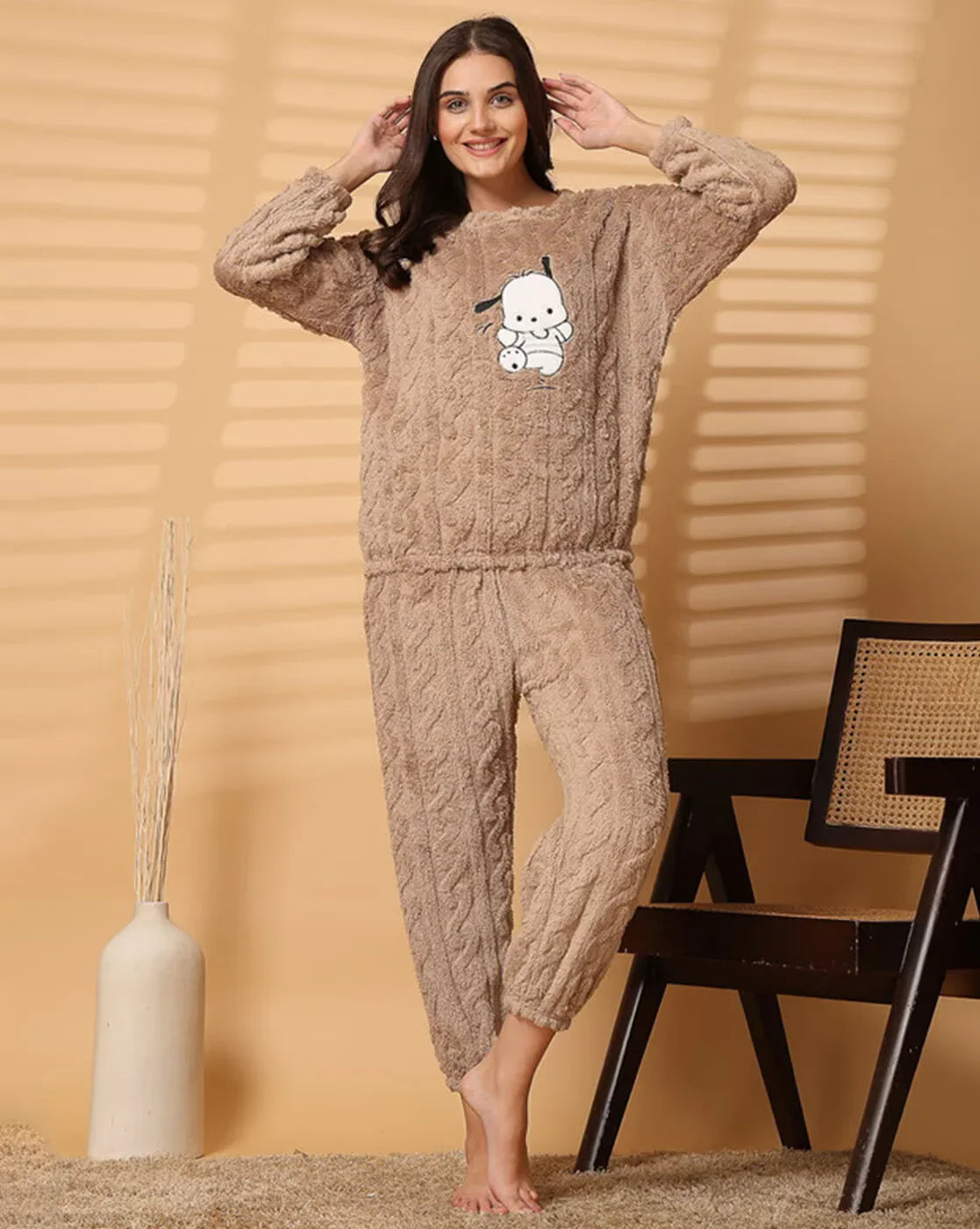 Women's Warm & Fuzzy Knitted Pajama Set