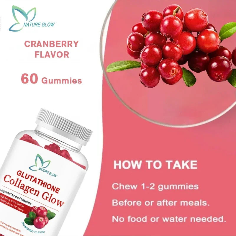 Nature Glow Glutathione Collagen Glow Cranberry - 60 Gummies  Pinoy Hyper  Kuwait