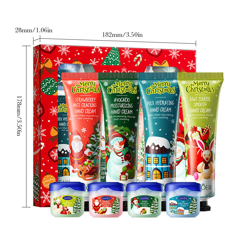 Sadoer Moisturizing Hand Cream & Lip Balm Set - 8Pcs Set