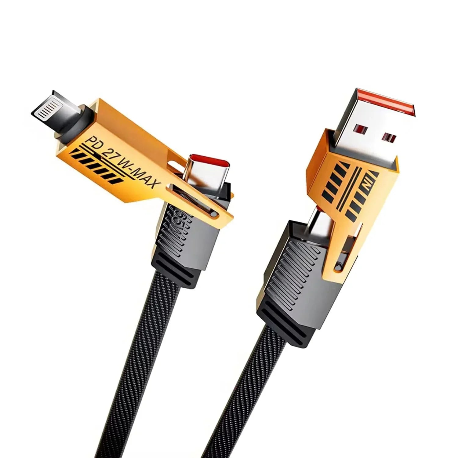 Flat Wire 4 In 1 Nylon Braided Fast Charging Cable
