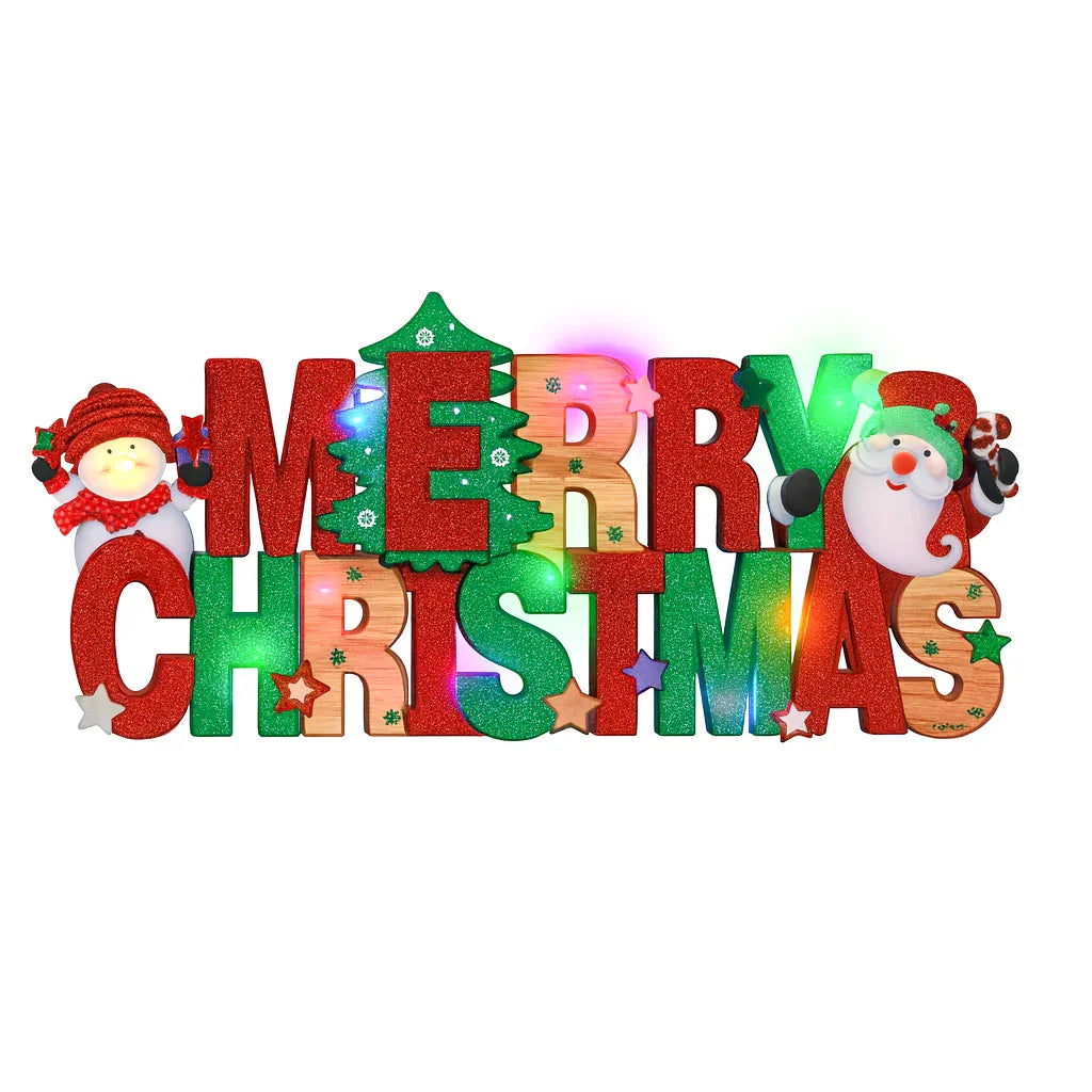 Merry Christmas Wall Door Hanging Ornaments With Light - 4205N