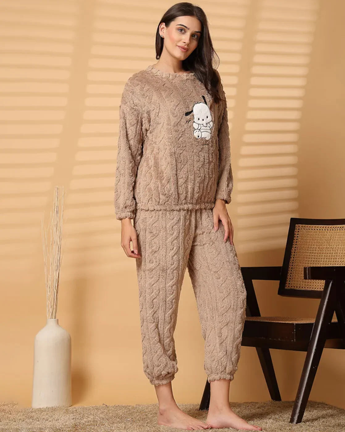 Women's Warm & Fuzzy Knitted Pajama Set