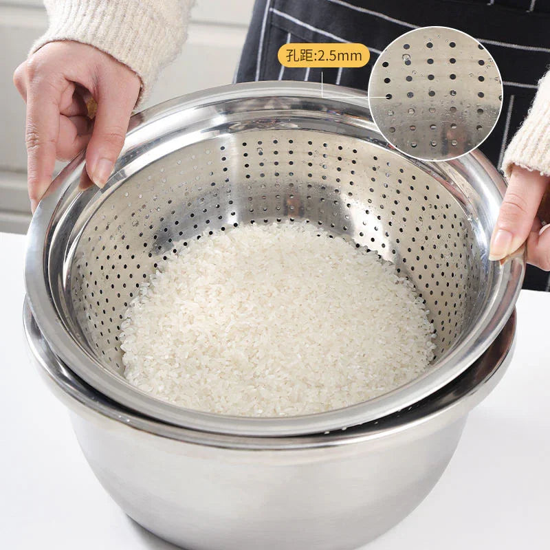 Multifunctional Stainless Steel Drain Basin 3 Pcs Set