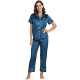 Women's Korean Fashion Silk Pajamas 2 Pcs Set - E8089