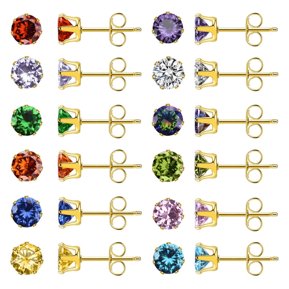 Golden Stainless Steel Stud Earings - 099