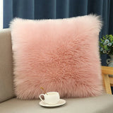 Solid Soft Plush Square Fuzzy Cushion K-66