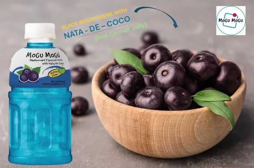 Mogu Mogu Blackcurrant Flavored Drink With Nata De Coco - 320ml