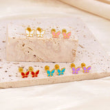 Golden Stainless Steel Butterfly Stud Earrings - 120