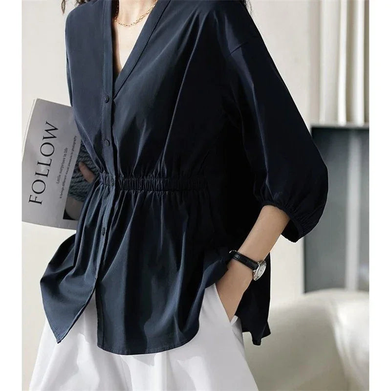 Women's V Neck Casual Fashion Top - 013