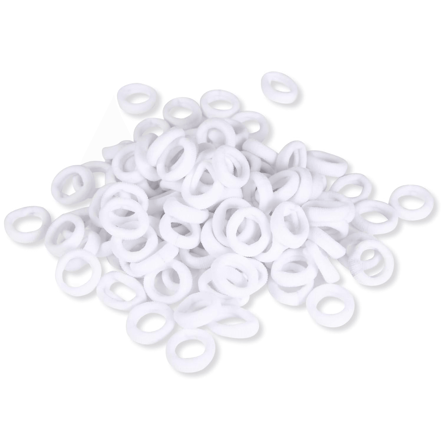 White Color Tiny Seamless Elastic Hair Bands - 40Pcs