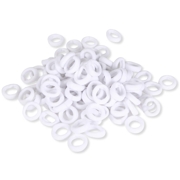 White Color Tiny Seamless Elastic Hair Bands - 40Pcs