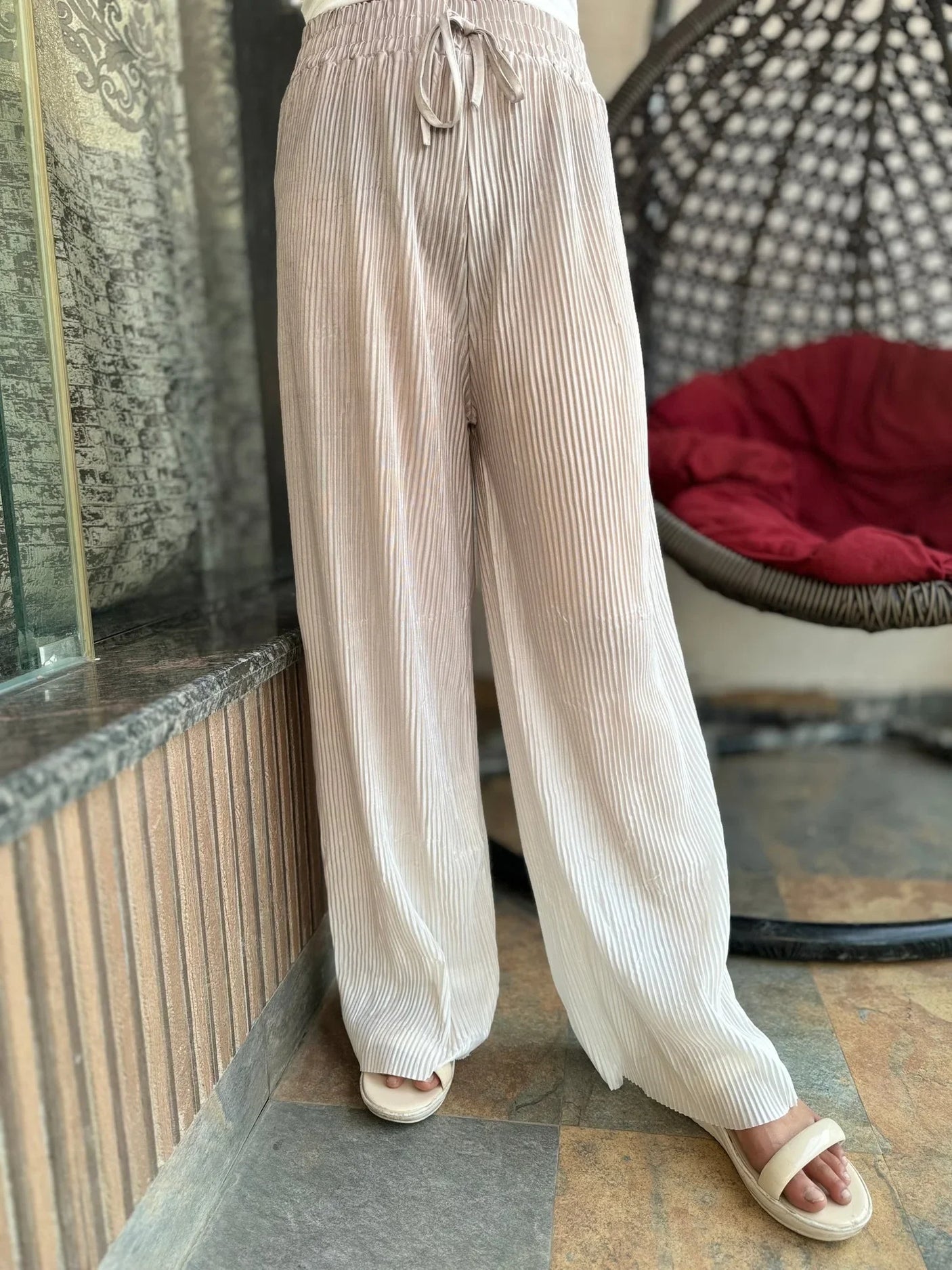 Women Casual Double Color Wide Leg Pants Z-120