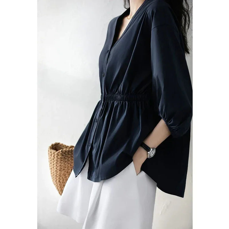 Women's V Neck Casual Fashion Top - 013