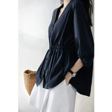 Women's V Neck Casual Fashion Top - 013