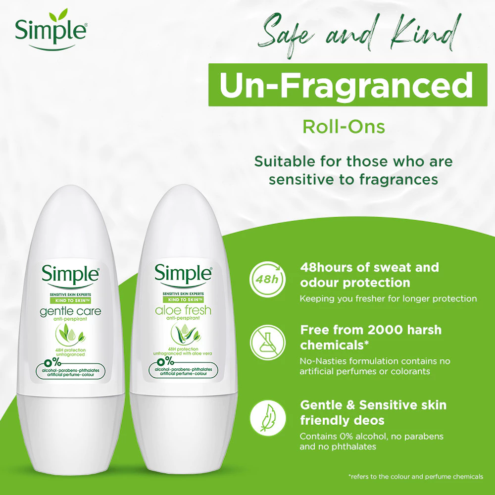 Simple Gentle Care Anti-Perspirant Deodorant Roll On - 45ml