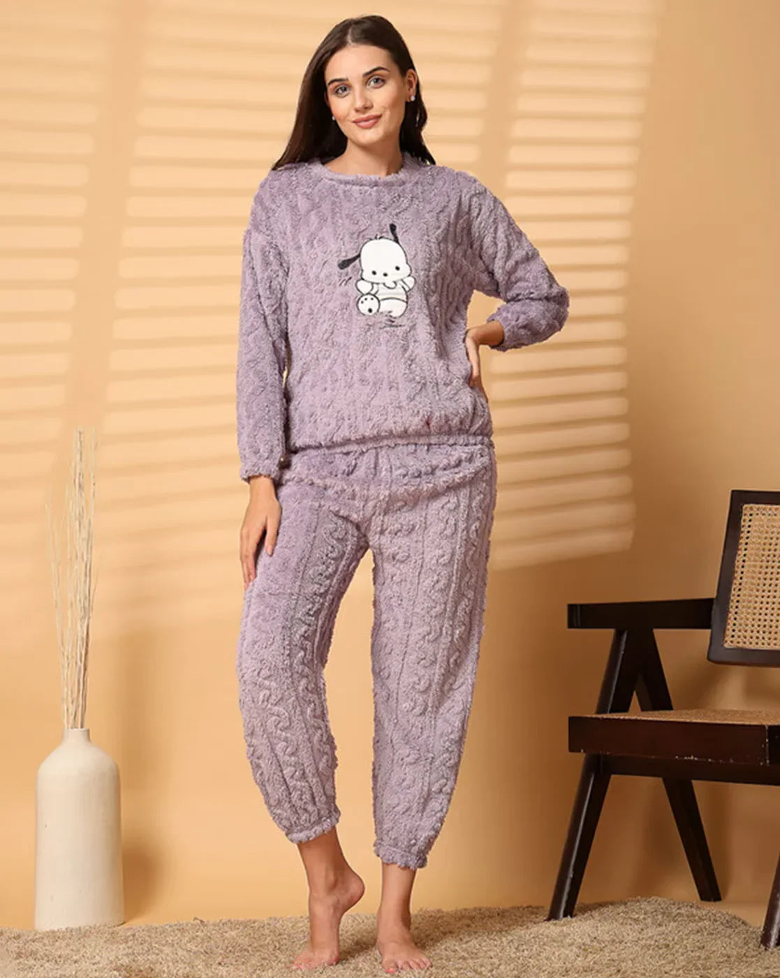 Women's Warm & Fuzzy Knitted Pajama Set